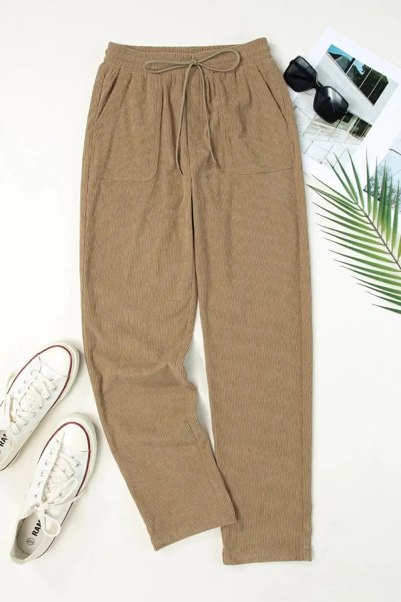 Comfortable Drawstring Straight Pants with Pockets - Love Salve